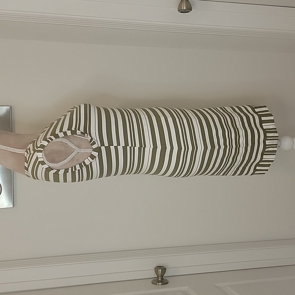 Trina Turk Zinnia Style Cream and Olive Green Striped Dress Size S, NWOT. - Picture 3 of 5